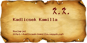 Kadlicsek Kamilla névjegykártya